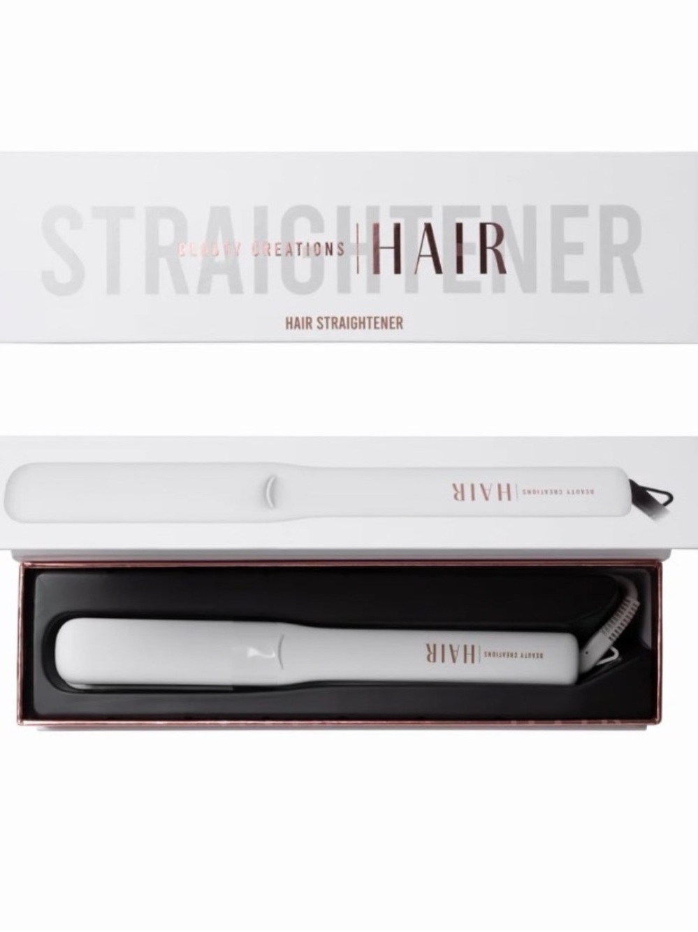 Beauty Creations White Hair Straightener with Rose Gold Accents